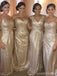 Rose Gold Sparkly Mismatched Pailletten lange Brautjungfer Kleider, Günstige Einzigartige Custom Lange Brautjungfer Kleider, Erschwingliche Brautjungfer Kleider, BD104