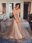 Séquin d'or Sparkly Suqare A-line Cheap Evening Prom Dresses, Cheap Custom Sweet 16 robes, 18476