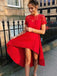 Gola alta vermelha mangas curtas alta baixa barato Homecoming vestidos curtos on-line, CM618