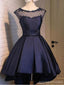 Navy Blue Lace Sexy Backless Kurze Heimkehr Abschlussball-Kleider, Günstige Kurzes Partei-Abschlussball, Süß 16 Kleider, Perfekte Homecoming Cocktail-Kleidern, CM369
