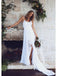 Spahgetti segura V fenda de lado de pescoço vestidos de casamento de praia simples, WD327