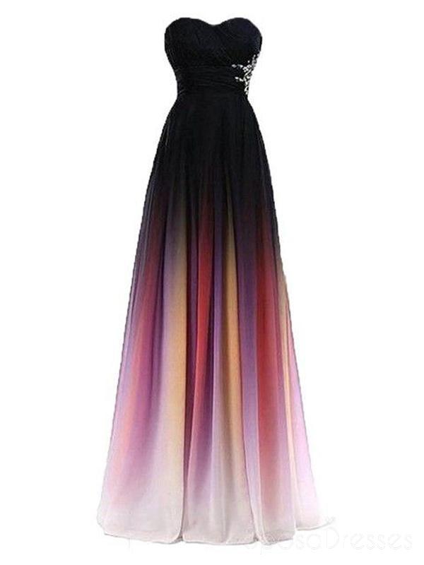 Sweetheart Beaded Chiffon Ombre Long Evening Prom Robes, Custom tas Sweet 16 Robes, 18403