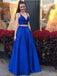 Einfache sexy blaue zwei Stücke billige lange Abend Abendkleider, billige süße 16 Kleider, 18375