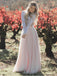 Manches longues deux pièces robes de mariée jupe rose pâle en ligne, robes de mariée en dentelle pas cher, WD480