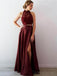 Sexy Two Pieces Halter Maroon Long Evening Prom Dresses, Cheap Sweet 16 Vestidos, 18370