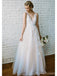 Champagner V Hals preiswerte Hochzeitskleider online, Tüll richtet Brautkleider, WD436 aus