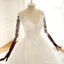 Manches longues col en V en dentelle longues robes de mariée personnalisées bon marché de mariage, WD295