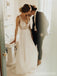 Σέξυ λαιμόκοψη με φθηνά γαμήλια φορέματα, Νυφικά φορέματα A-line με χάντρες, WD434