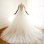 Manches longues col en V en dentelle longues robes de mariée personnalisées bon marché de mariage, WD295