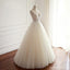 V Neck A-line Lace Long Custom Cheap Wedding Dresses, WD301