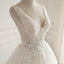V Neck A-line Lace Long Custom Cheap Wedding Dresses, WD301