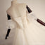 Από τον ώμο διακοσμημένα με χάντρες Α-γραμμών δαντελλών μακριά γαμήλια νυφικά φορέματα συνήθειας φτηνά, WD302