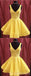 V λαιμό παστέλ κίτρινο σύντομη επιστροφή φορέματα Κάτω από 100, CM389